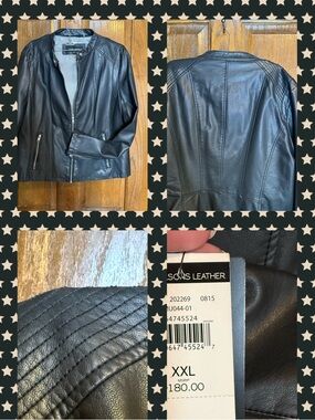 Black Rivet Black Leather Moto Jacket